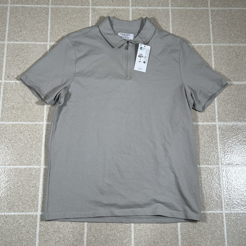 Nwt Primark Zipper Closure Polo Shirt Grey Size M